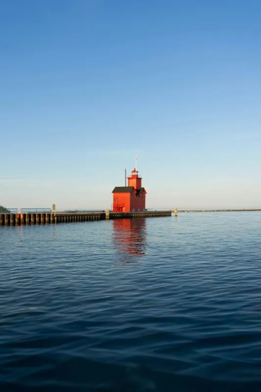 Big Red lighthouse in Holland, Michigan, on Lake Michigan