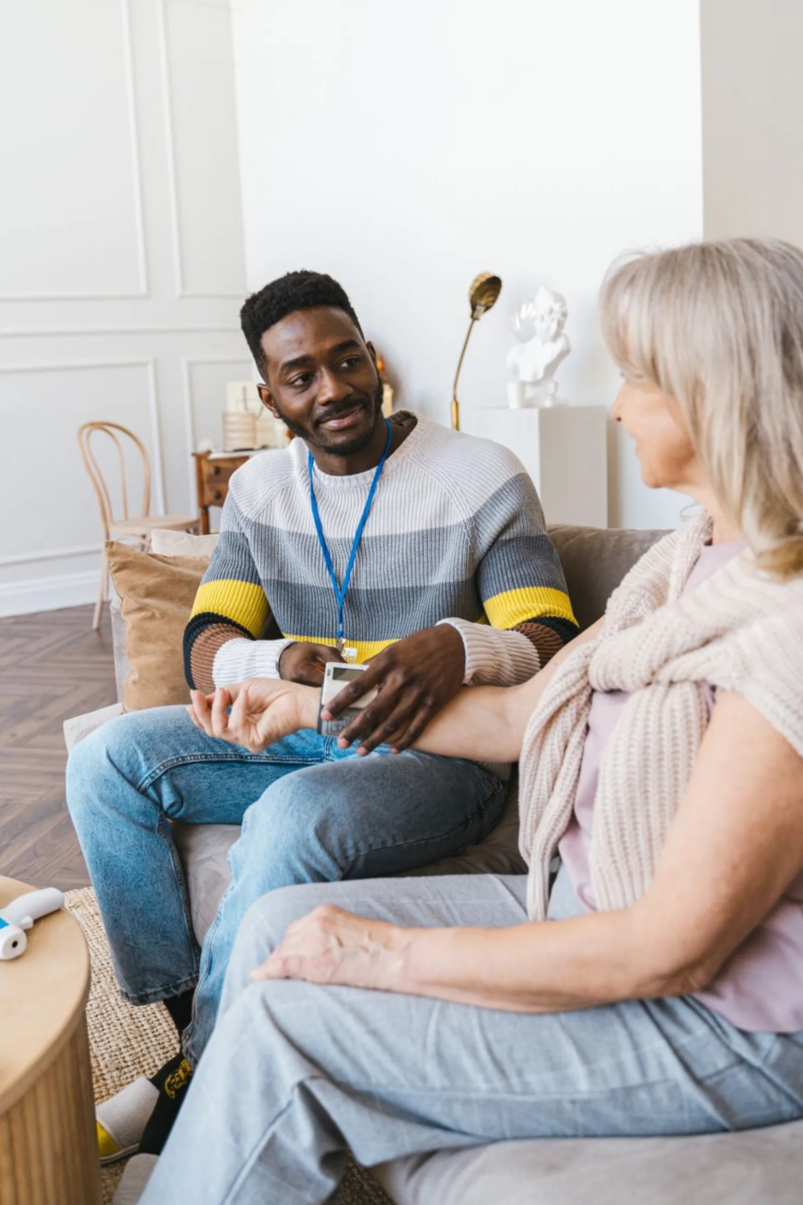 A Bluelake caregiver with a client